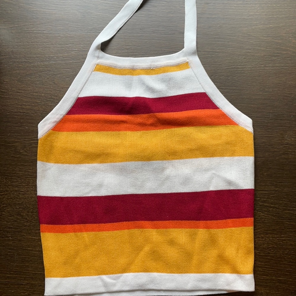 Candycorn colored halter top